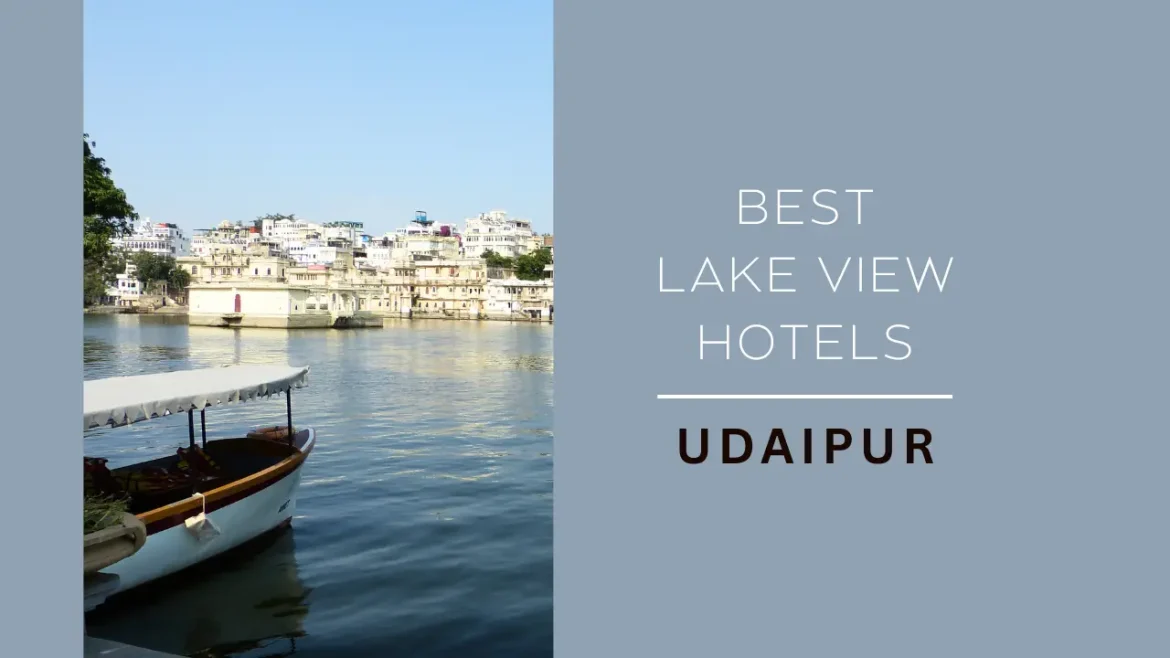 A shot of a boat parked outside Amet Haveli, one of the best lake view hotels in Udaipur, overlooking the Old City skyline.