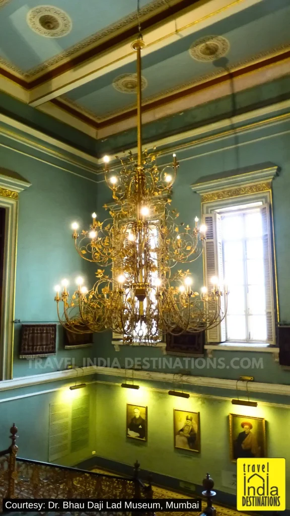 Chandelier above the grand staircase inside Dr. Bhau Daji Lad Museum