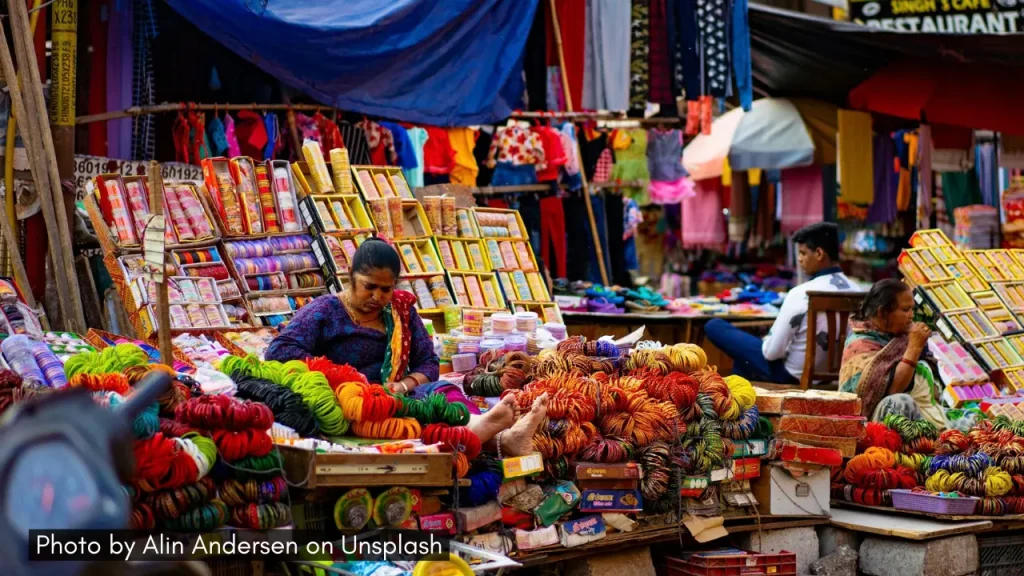 A woman selling bangles on the streets.